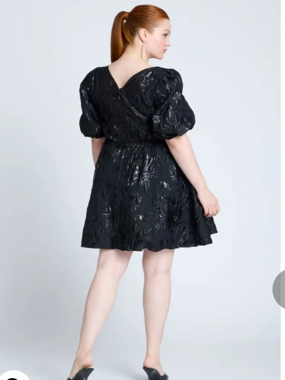 EloquiibElegant Black Puff-Sleeve Mini Dress Women Size 14 - Picture 2 of 14